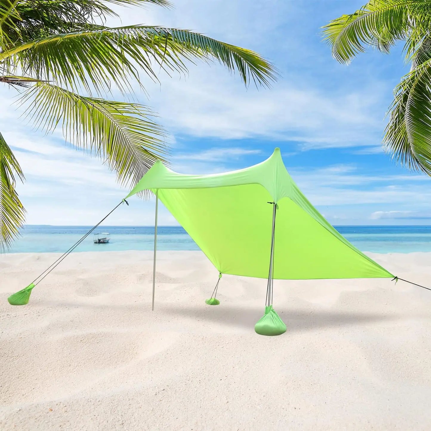 Outdoor Beach Tent Sun Shelter Camping Shades Tents Windproof One-piece Beach Canopy Tents UPF50+ Portable Family Tent For Bea