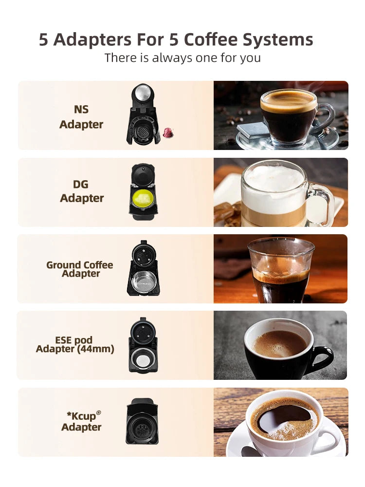 HiBREW 5 viename kelių kapsulių kavos aparatas karštas/šaltas DG Cappuccino Nes maža kapsulė ESE pod maltos kavos kavinė 20 barų H2B