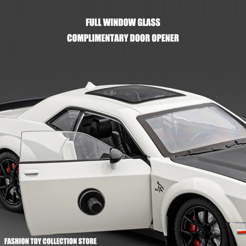 1:24 Dodge Challenger Hellcat Toy Car Die Cast Metel Cars Toy Pull Back Hellcat Model Cars with Sound and Light Hellc for Kids