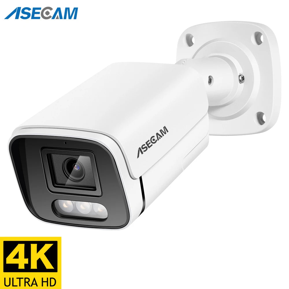 Nauja 4K 8MP IP kamera garso lauko POE H.265 Onvif Metal Bullet CCTV namų 4MP spalvota naktinio matymo apsaugos kamera