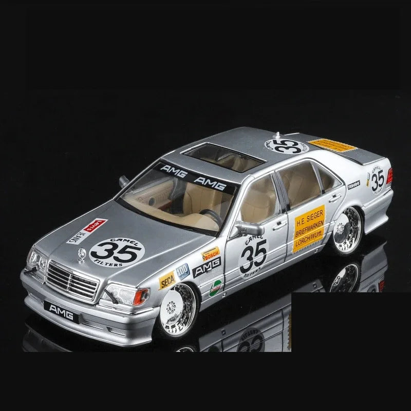 Mažas automobilis 1:24 Mercedes Benz S320 W140 lydinio miniatiūrinis automobilio modelis, liejamas metalinis garsas& šviesos kolekcija vaikams žaislinė transporto priemonė, dovana