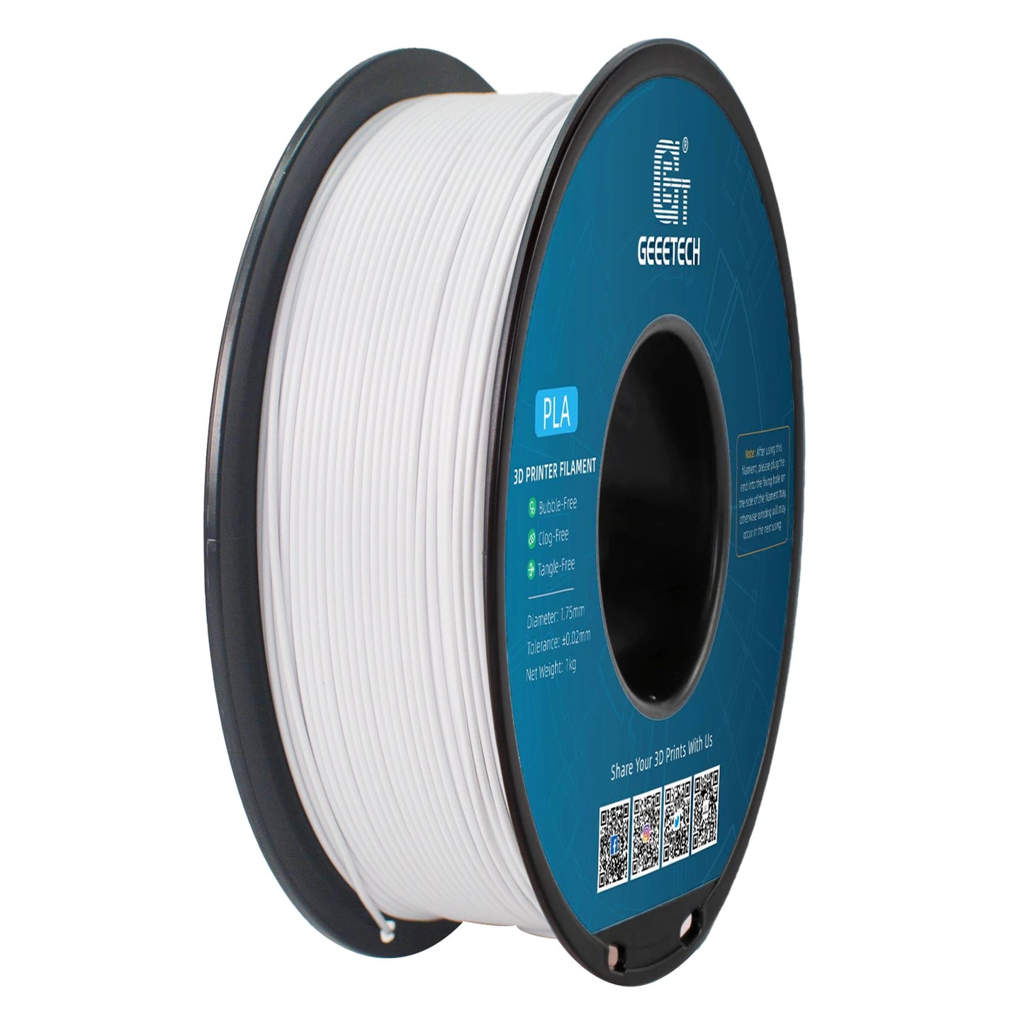 Geeetech 3D spausdintuvas Filament PLA PETG plastikas 1kg 1,75 mm, nesipainioja, 3D spausdinimo vielos medžiagos, juoda, balta, vakuuminė pakuotė