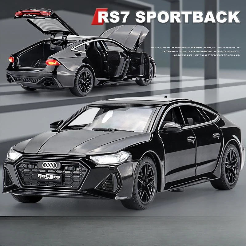 1/32 Audi RS6 Miniature Diecast Toy Car Model Sound & Light Doors Openable Educational Collection Gift for Children Boy Kid