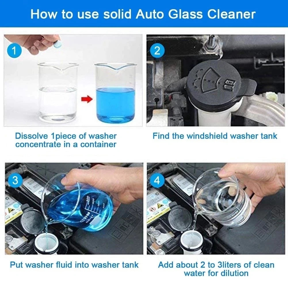 Solid Cleaner Automobilių priekinio stiklo valiklis Šnypščiosios tabletės Automatinis valytuvas Stiklas Kietas Valymas Koncentruotos Tabletės Ploviklis