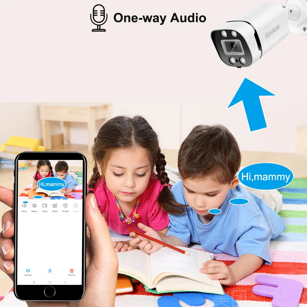 4K 8MP POE IP kamera Garso lauko POE/NOT POE H.265 Onvif Bullet CCTV namų 5MP spalvota naktinio matymo apsaugos kamera