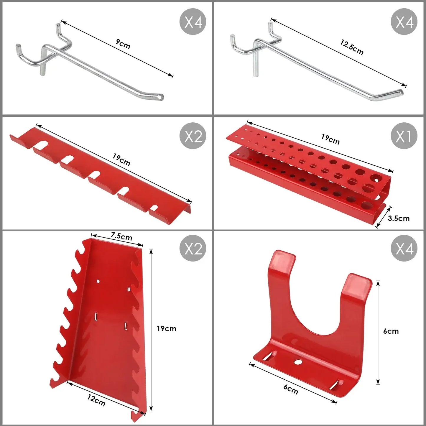 Fixkit Tool siena perforuota siena metalinė siena perforuota skarda su kabliukų laikikliais 117x55x2cm komplektas sienoms kabliukas 17 dalių