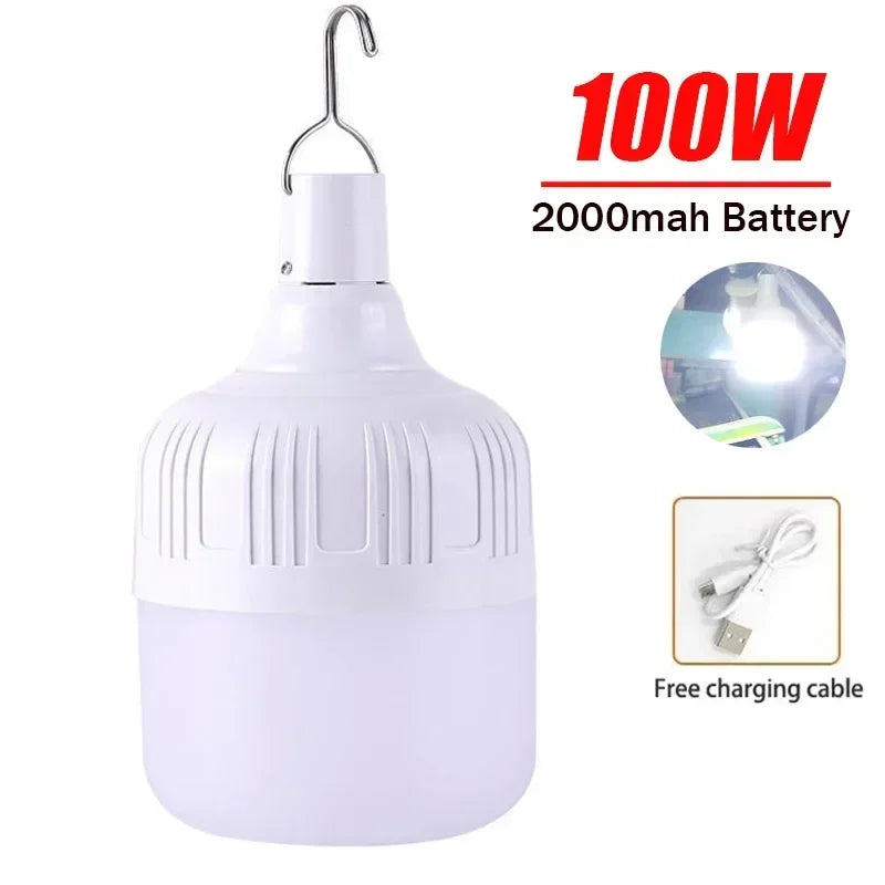 Didelės galios 500 W LED šviesos įkrovimo avarinė lemputė, nešiojamieji lauko žibintai, kepsninės stovyklavietės lempa Paieškos šviesos avarinė lemputė