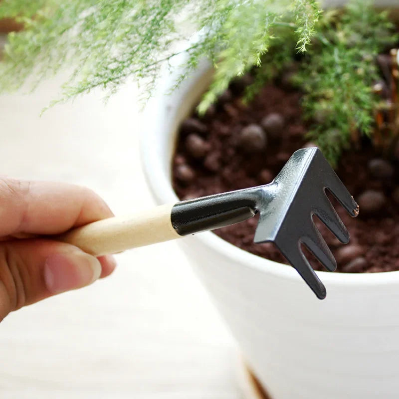 3vnt Mini sodo įrankių rinkinys vazonams medinė rankena kastuvas grėblys kastuvas Daugiafunkcis buitinis augalas bonsai įrankiai
