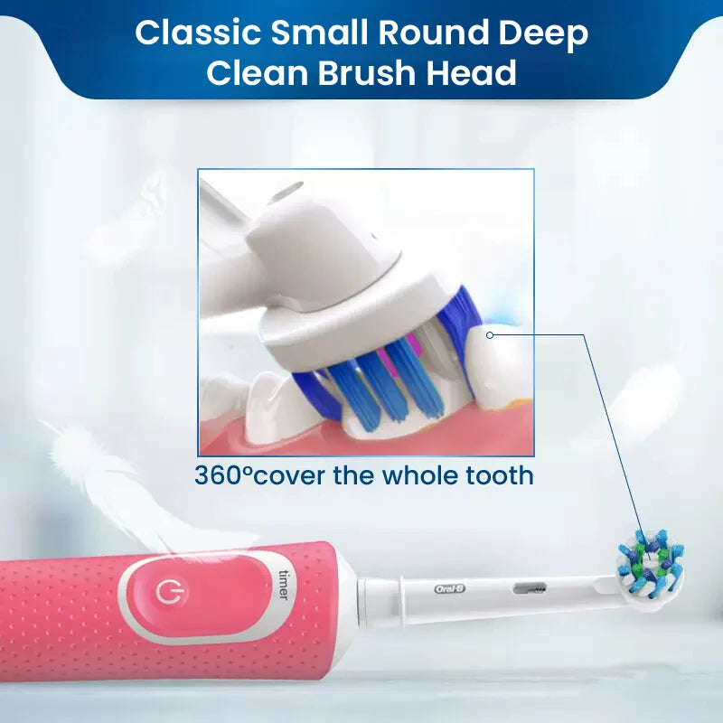 Oral B elektrinis dantų šepetėlis D100 Vitality 2D Kryžminis įkraunamas dantų šepetėlio valymo veiksmas su bambuko anglies šepetėlio galvutėmis