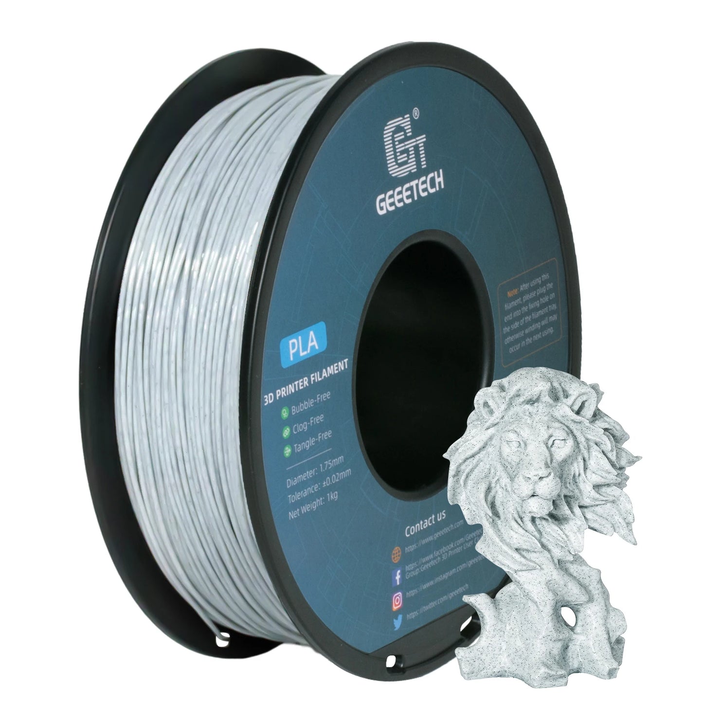Geeetech 3D spausdintuvas Filament PLA PETG plastikas 1kg 1,75 mm, nesipainioja, 3D spausdinimo vielos medžiagos, juoda, balta, vakuuminė pakuotė