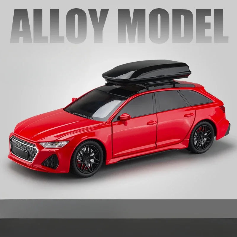 1:24 AUDI RS6 Alloy Miniature Car Model Toy Travel Edition Metal Diecast Vehicle 6 Doors Opened Sound Light Boys Christmas Gifts