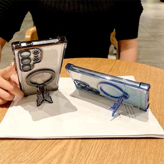 S 24 25 22 padengtas drugelio laikiklio dėklas, skirtas Samsung Galaxy S24 S25 S23 S22 S20 S21 Fe Plus Ultra silikono stovo dangtelis Note 20