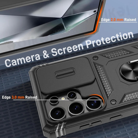 Kameros slankiojančio objektyvo dėklas, skirtas Samsung Galaxy S25 Ultra S24 Ultra S24 FE S23 FE A55 A16 A15 A54 A52 A35 Apsauginės klasės tvirtas dangtelis