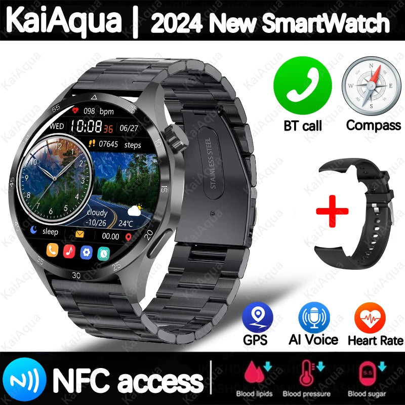 2025 m. Android GT4 Pro GPS NFC Smart Watch Men 360*360 AMOLED ekranas Širdies ritmas Bluetooth Call IP68 vandeniui atsparus vyriškas išmanusis laikrodis