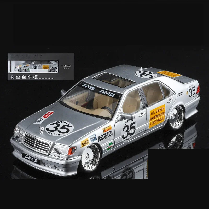 Mažas automobilis 1:24 Mercedes Benz S320 W140 lydinio miniatiūrinis automobilio modelis, liejamas metalinis garsas& šviesos kolekcija vaikams žaislinė transporto priemonė, dovana