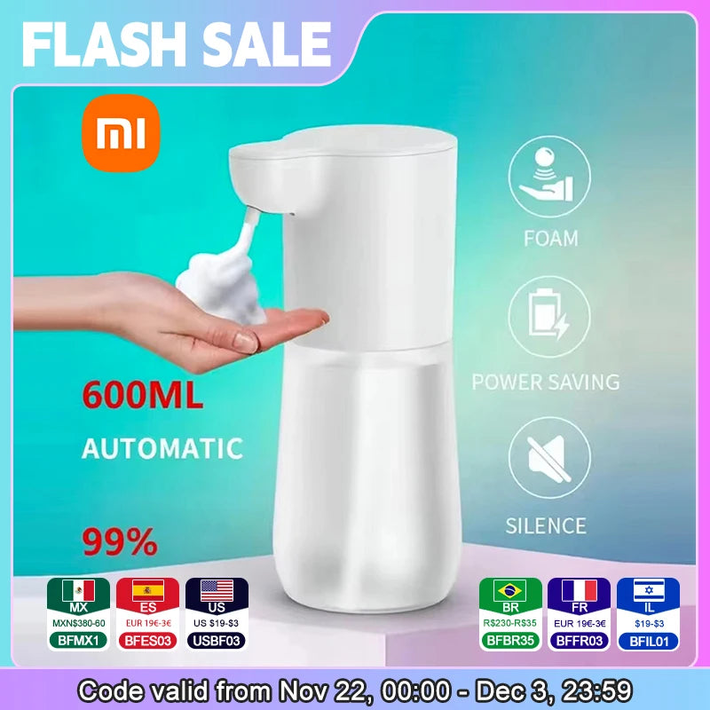 Xiaomi 2000mAh USB įkrovimo automatinis indukcinis putplasčio muilo dozatorius Išmanusis infraraudonųjų spindulių bekontaktis rankų ploviklis virtuvei vonios kambariui