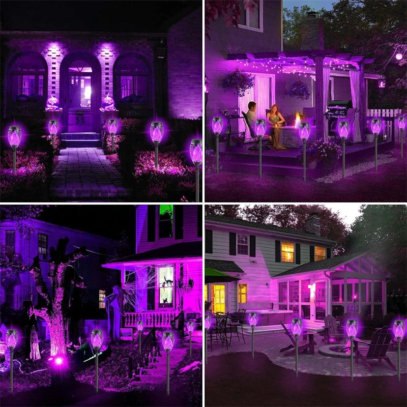12 LED saulės liepsnos žibintuvėlis mirga mėlynai violetinės šviesos vandeniui atsparus sodo dekoravimas lauko vejos tako kiemo kiemo LED lempa