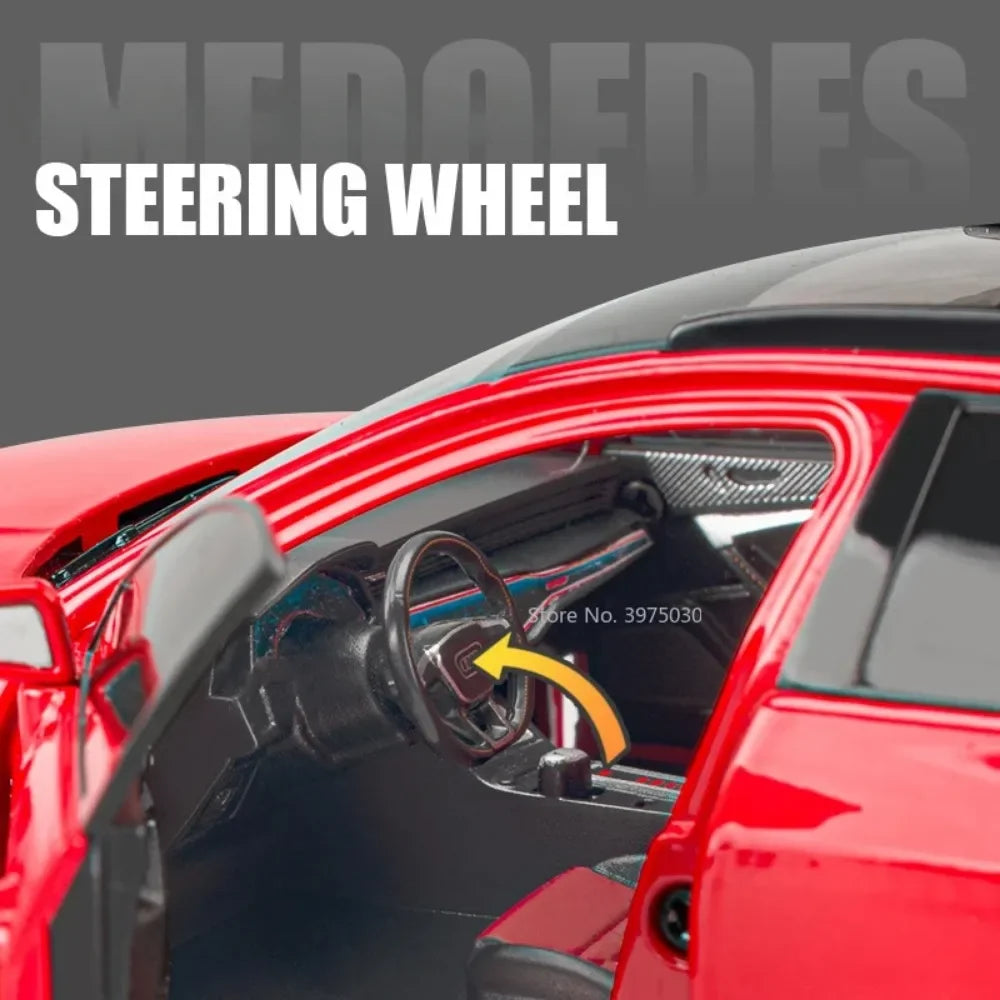 1:24 AUDI RS6 Alloy Miniature Car Model Toy Travel Edition Metal Diecast Vehicle 6 Doors Opened Sound Light Boys Christmas Gifts