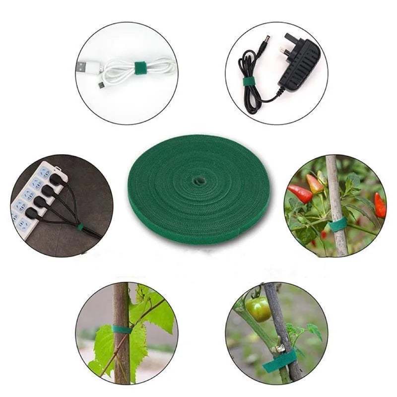 10/1M Nylon Plant Ties Plant Bandage Hook Tie Loop Adjustable Plant Support Reusable Fastener Tape for Home Garden Accessories