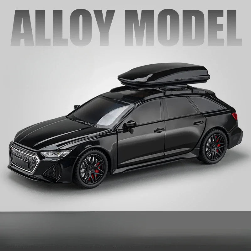 1:24 AUDI RS6 Alloy Miniature Car Model Toy Travel Edition Metal Diecast Vehicle 6 Doors Opened Sound Light Boys Christmas Gifts