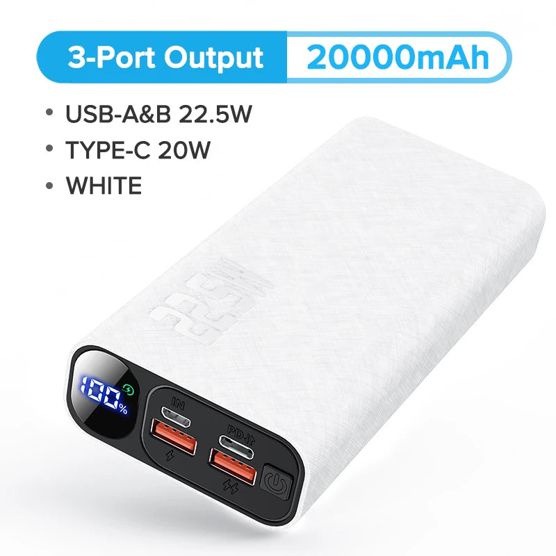 QOOVI Power Bank 20000mAh nešiojamas PD 20W greito įkrovimo Poverbank mobiliojo telefono išorinis akumuliatorius, skirtas iPhone 13 Xiaomi