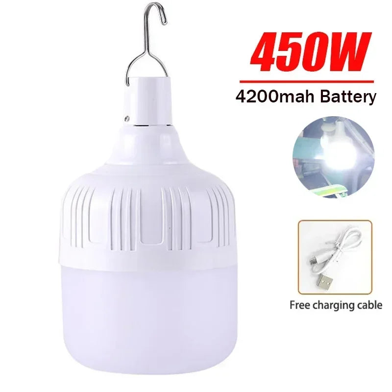 Didelės galios 500 W LED šviesos įkrovimo avarinė lemputė, nešiojamieji lauko žibintai, kepsninės stovyklavietės lempa Paieškos šviesos avarinė lemputė