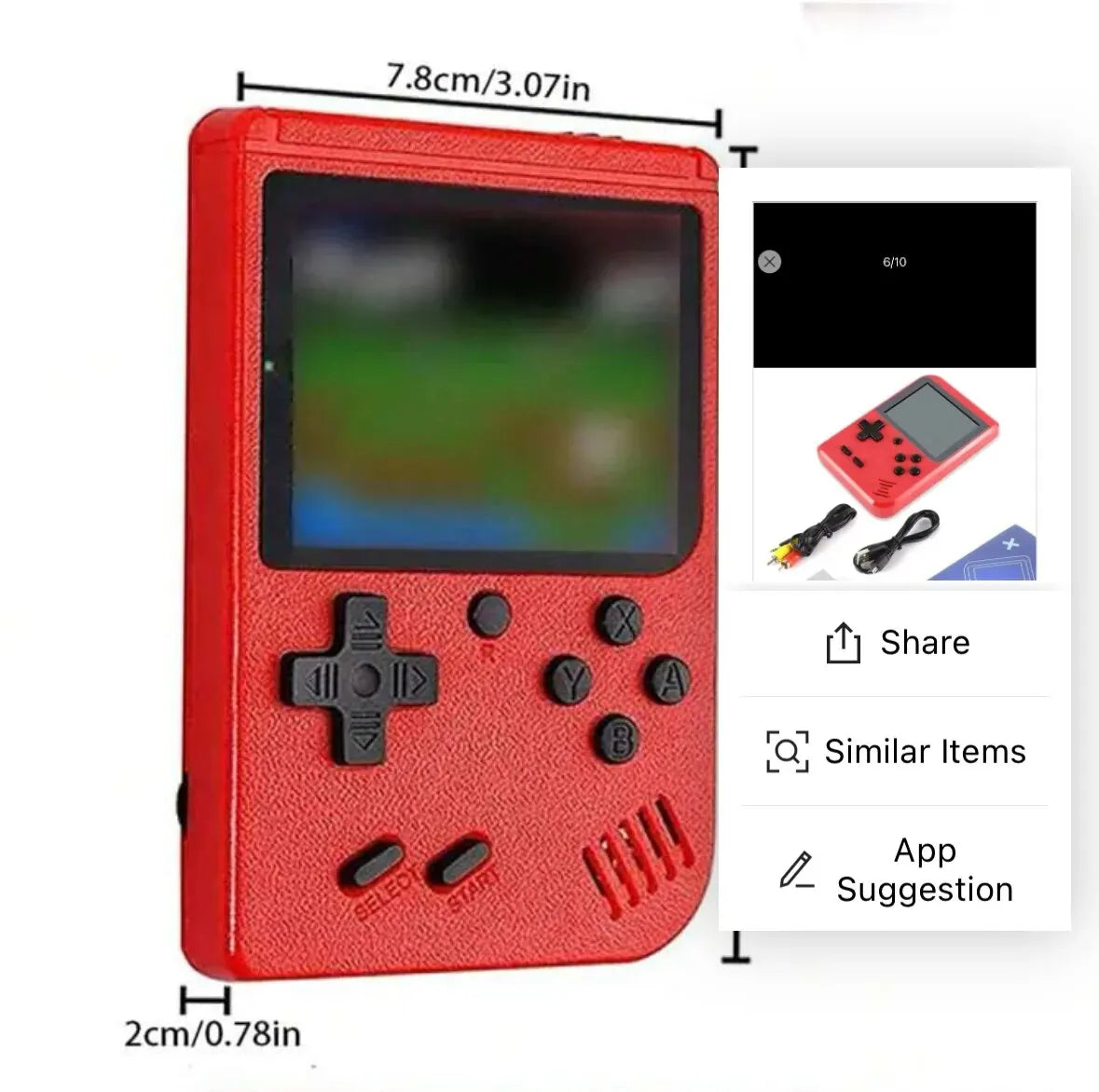 Prie televizoriaus galima prijungti „Red Retro Classic Games“ rankinę mažą žaidimų konsolę vaikams su šimtais žaidimų įkrovimo įrenginių