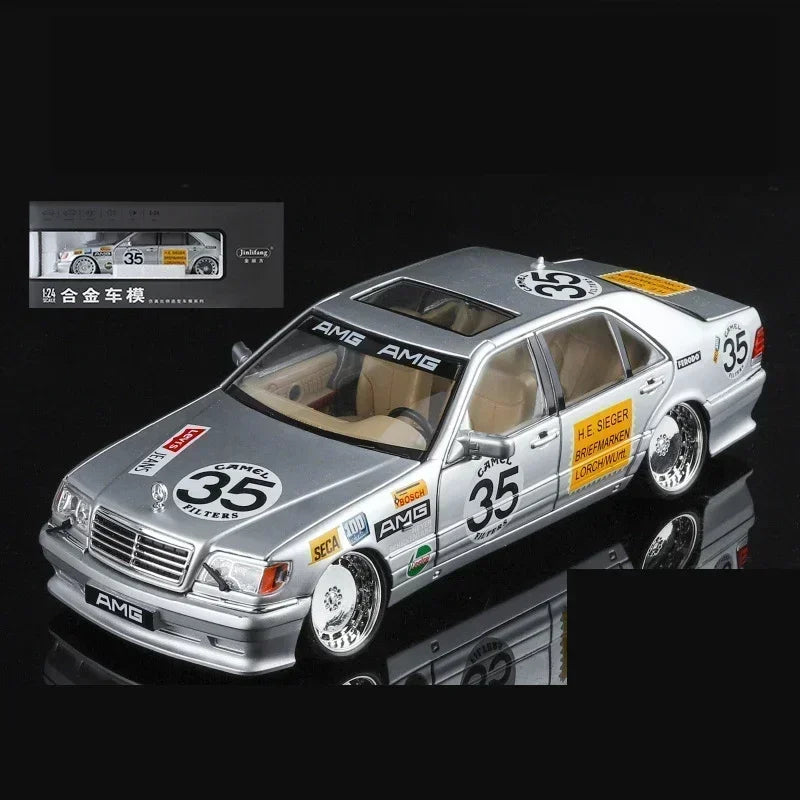 Mažas automobilis 1:24 Mercedes Benz S320 W140 lydinio miniatiūrinis automobilio modelis, liejamas metalinis garsas& šviesos kolekcija vaikams žaislinė transporto priemonė, dovana