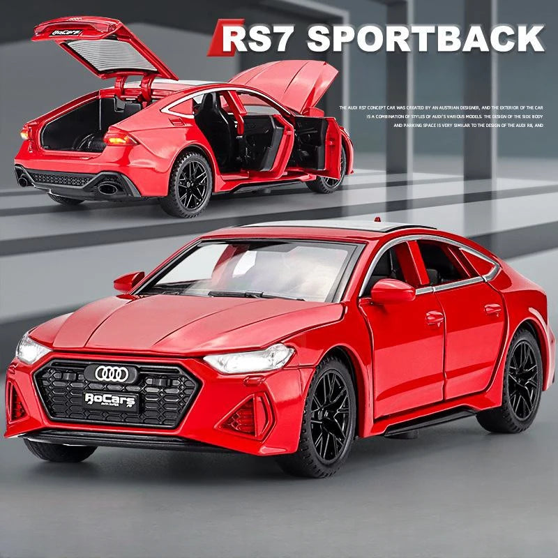 1/32 Audi RS6 Miniature Diecast Toy Car Model Sound & Light Doors Openable Educational Collection Gift for Children Boy Kid