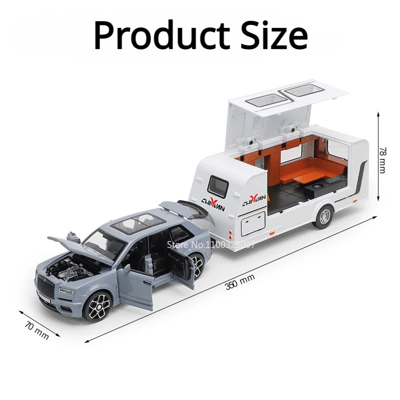 1/32 Rolls Royce Cullinan RV Car Model Alloy Diecast Off-road Vehicle Toy With Sound and Light Camping Car Model For Boys Gifts