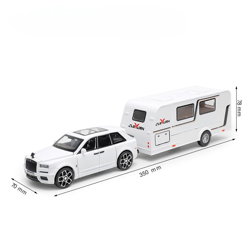 1/32 Rolls Royce Cullinan RV Car Model Alloy Diecast Off-road Vehicle Toy With Sound and Light Camping Car Model For Boys Gifts