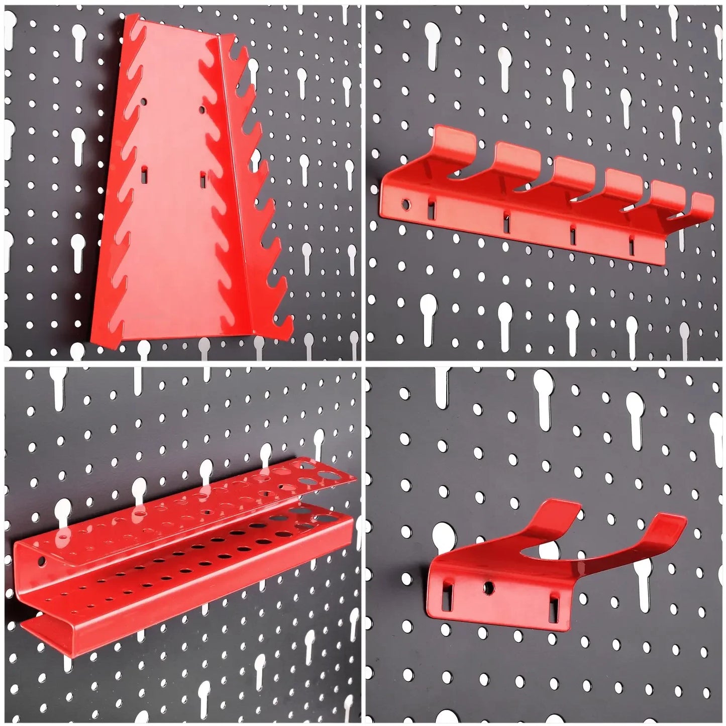 Fixkit Tool siena perforuota siena metalinė siena perforuota skarda su kabliukų laikikliais 117x55x2cm komplektas sienoms kabliukas 17 dalių