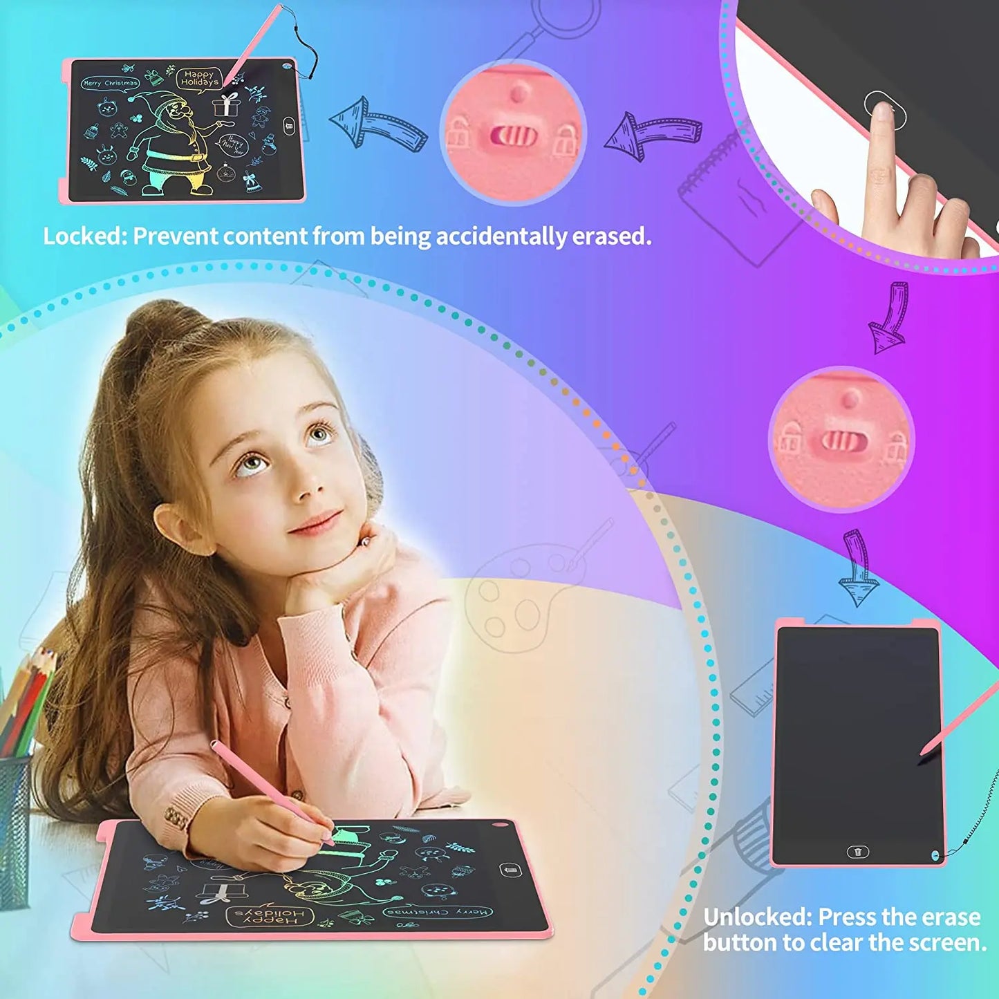 8,5 colių LCD rašymo planšetės piešimo lentos mokomieji žaislai vaikams Gimtadienis, Padėkos diena, Helovinas, Velykos, Kalėdų dovanos