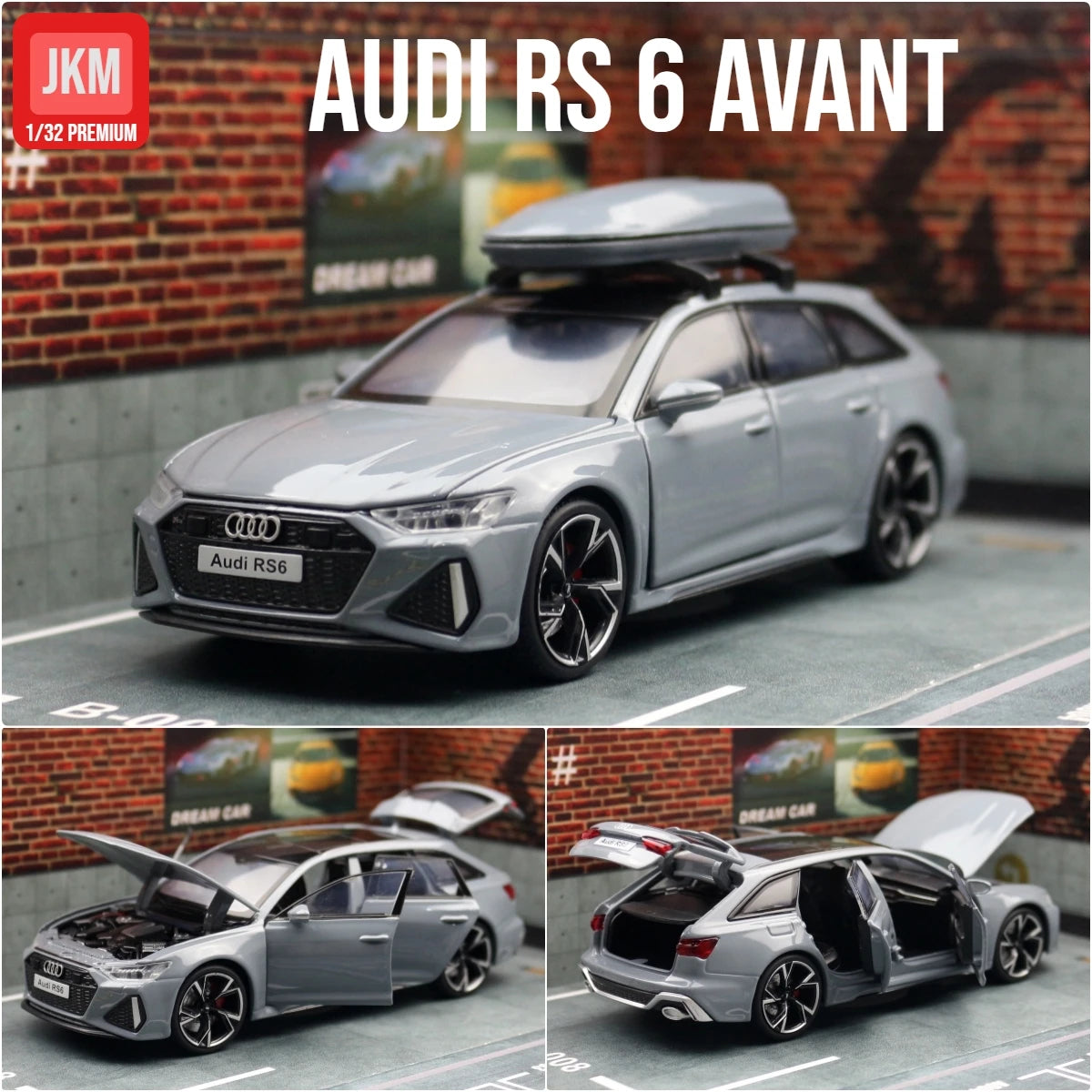 1/32 Audi RS6 Miniature Diecast Toy Car Model Sound & Light Doors Openable Educational Collection Gift for Children Boy Kid