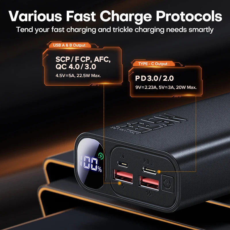 QOOVI Power Bank 20000mAh nešiojamas PD 20W greito įkrovimo Poverbank mobiliojo telefono išorinis akumuliatorius, skirtas iPhone 13 Xiaomi
