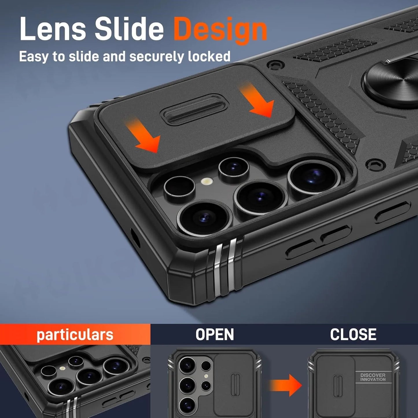 Camera Slide Lens Case For Samsung Galaxy S25 Ultra S24 Ultra S24 FE S23 FE A55 A16 A15 A54 A52 A35 Protective Grade Rugged Cove