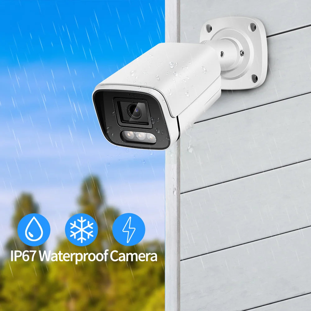 Nauja 4K 8MP IP kamera garso lauko POE H.265 Onvif Metal Bullet CCTV namų 4MP spalvota naktinio matymo apsaugos kamera