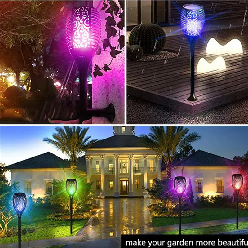 12 LED saulės liepsnos žibintuvėlis mirga mėlynai violetinės šviesos vandeniui atsparus sodo dekoravimas lauko vejos tako kiemo kiemo LED lempa