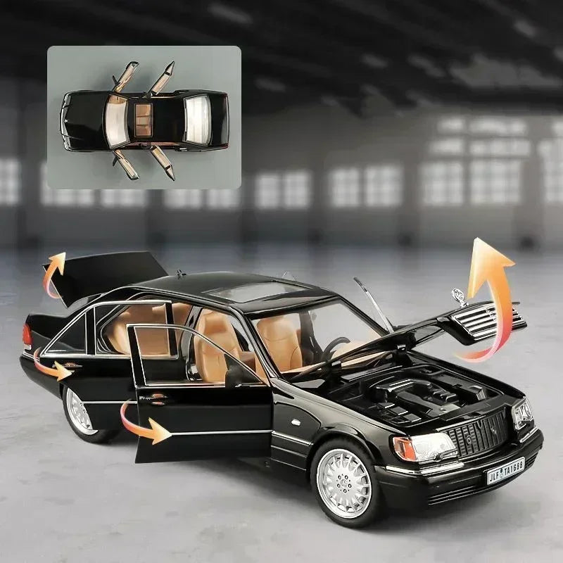 Mažas automobilis 1:24 Mercedes Benz S320 W140 lydinio miniatiūrinis automobilio modelis, liejamas metalinis garsas& šviesos kolekcija vaikams žaislinė transporto priemonė, dovana