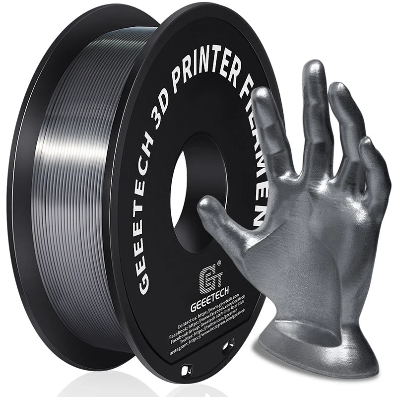 Geeetech 3D spausdintuvas Filament PLA PETG plastikas 1kg 1,75 mm, nesipainioja, 3D spausdinimo vielos medžiagos, juoda, balta, vakuuminė pakuotė