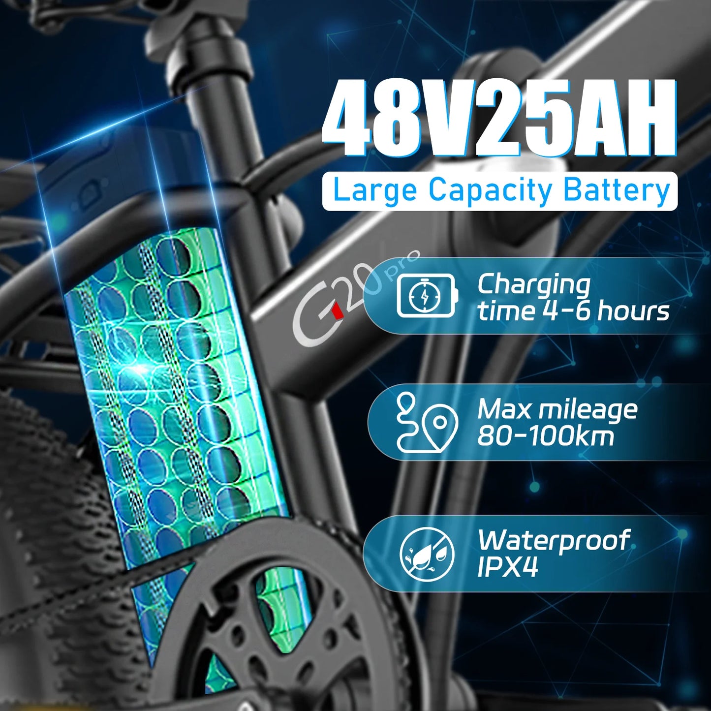 DEEPOWER G20Pro 1000W sulankstomas elektrinis dviratis 1000W 48V 25AH Fat Tire Ebike Mountain 20 colių elektrinis dviratis paplūdimio dviračiu E dviratis