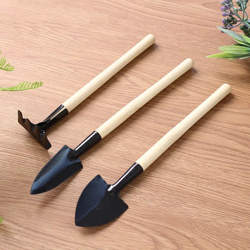 3vnt Mini sodo įrankių rinkinys vazonams medinė rankena kastuvas grėblys kastuvas Daugiafunkcis buitinis augalas bonsai įrankiai