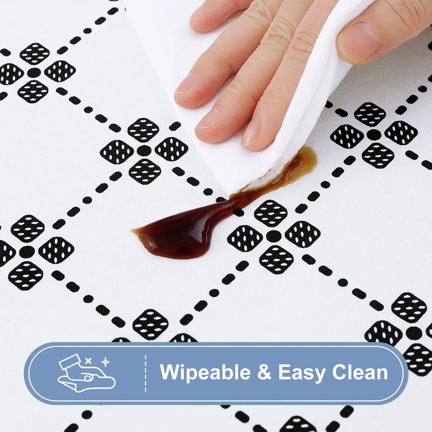 Olanly Rectangle Vinyl Table Cloth Elastic Fitted Tablecloth With Flannel Backing Waterproof Plastic Table Cover Camp Tablecloth