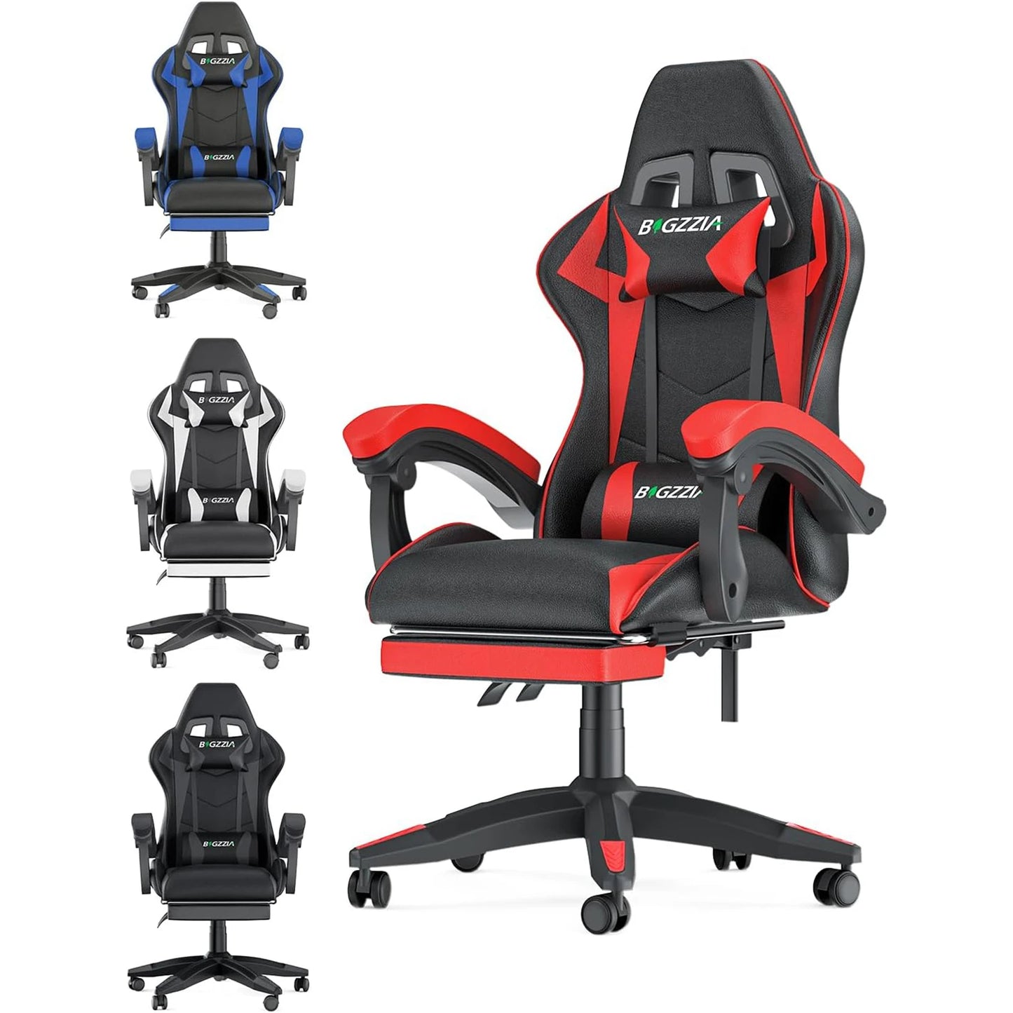 Žaidimų kėdė su kojų atrama Žaidimų kėdės Ergonomiškos su juosmens pagalvėlėmis Galvos atrama Žaidimų kėdės Reguliuojamo aukščio kompiuterio kėdė