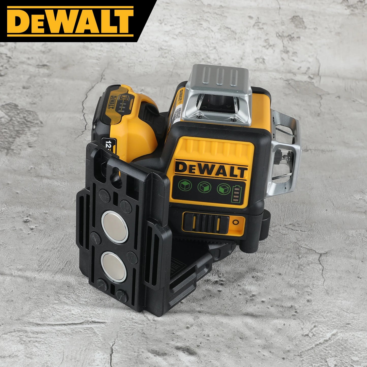2025 m. Dewalt DW089LG 3 pusių * 360 laipsnių vertikali 12 linijų lazerinis lygis 360 horizontalus žalios šviesos lygio matuoklis lauke