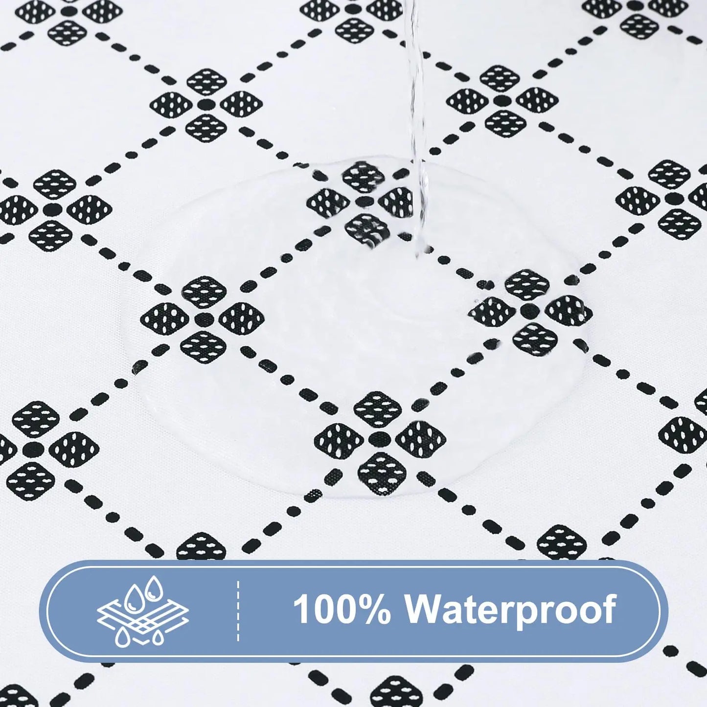 Olanly Rectangle Vinyl Table Cloth Elastic Fitted Tablecloth With Flannel Backing Waterproof Plastic Table Cover Camp Tablecloth
