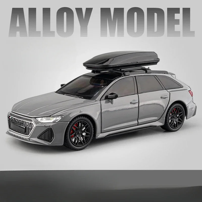 1:24 AUDI RS6 Alloy Miniature Car Model Toy Travel Edition Metal Diecast Vehicle 6 Doors Opened Sound Light Boys Christmas Gifts