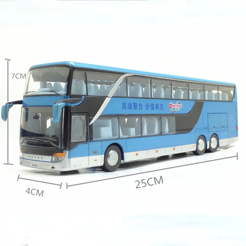 Children Toy Bus Car Boy Diecast Metal Model For Children Pull Back Miniature Sound Light Educational Collection Gift