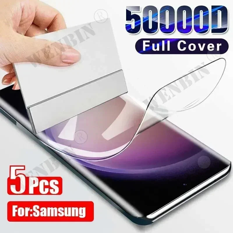 5 vnt. hidrogelio plėvelė, skirta Samsung S25 S24 S23 S22 Ultra Plus S24 FE pilnai dengianti ekrano apsauga, skirta Samsung A56 A55 A36 A35 A26 A16