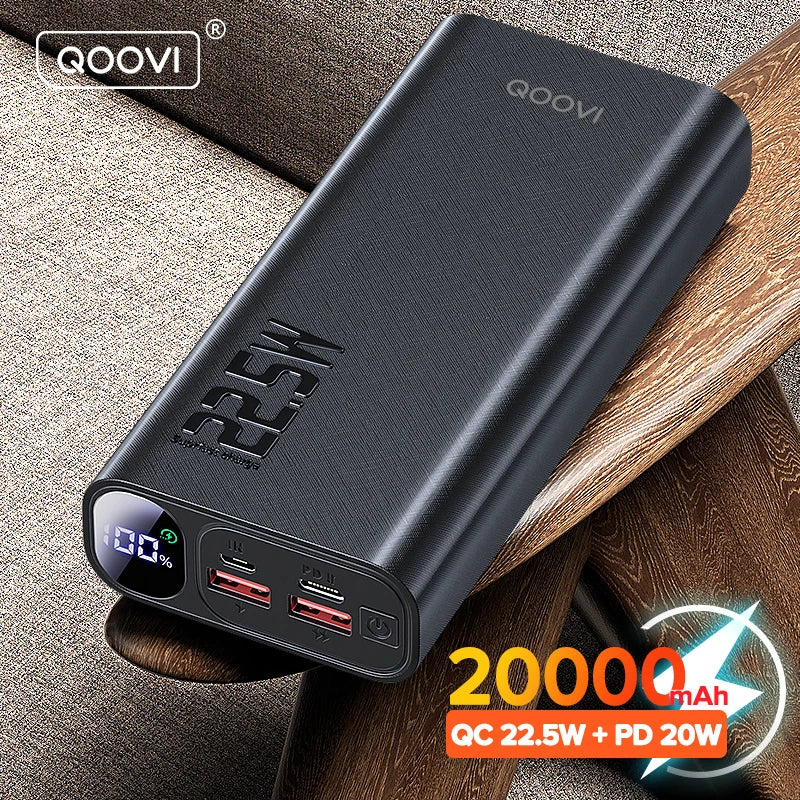 QOOVI Power Bank 20000mAh nešiojamas PD 20W greito įkrovimo Poverbank mobiliojo telefono išorinis akumuliatorius, skirtas iPhone 13 Xiaomi